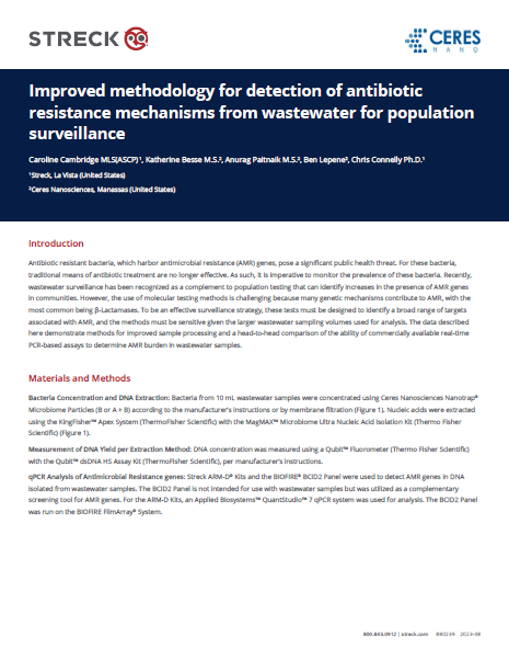 Tech Note 880239 - Improved methodology for detection of antibiotic resistance mechanisms from wastewater for population surveillance