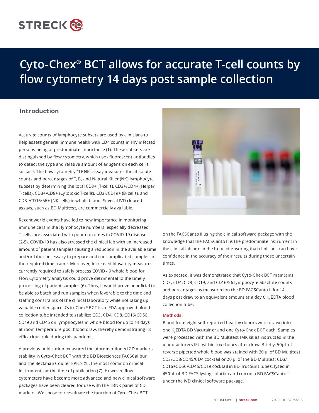 Cyto-Chex BCT allows for accurate T-cell counts by flow cytometry 14 days post sample collection